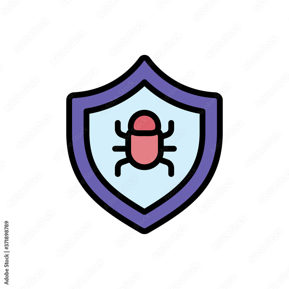 Aufkleber shield bug cyber attack icon. simple color with outline vector elements of hacks icons for ui and ux