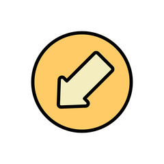 Arrow down and left icon. Simple color with outline vector elements of pointer icons for ui and ux, website or mobile application
