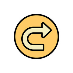 Arrow turn and right icon. Simple color with outline vector elements of pointer icons for ui and ux, website or mobile application
