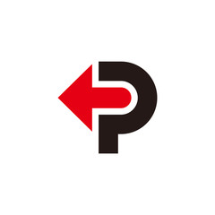 letter p simple geometric arrow design logo vector