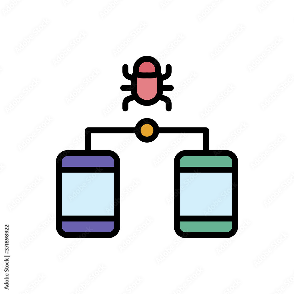 Poster smartphones bug cyber icon. simple color with outline vector elements of hacks icons for ui and ux, 