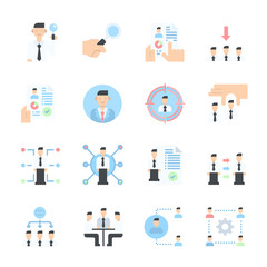 Human Resources Management line color people icons vector illustration, meeting, teamwork, manager