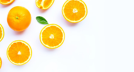 High vitamin C, Juicy and sweet. Fresh orange fruit on white.
