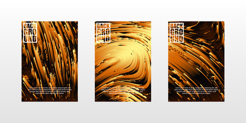 Set of 3d abstract golden line waves textured background template design can be used for poster, flyer, cover, wallpaper, and many more. Vector