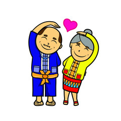 Vector illustration of cartoon grandfather and grandmother