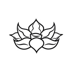 Outline of lotus on white background. Vector illustration