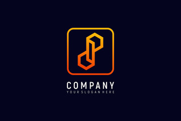 Letter DP gradient color technology logo design vector