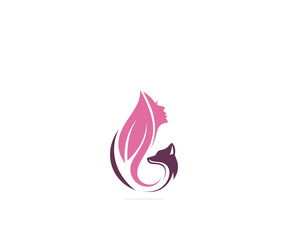 Fox woman beauty icon logo design template