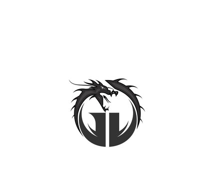 Initials dragon icon logo design template