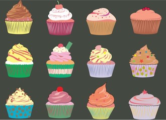 seamless pattern with cupcakes