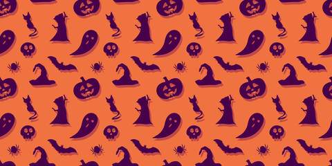 Halloween festive seamless pattern background .Vector illustration Halloween seamless