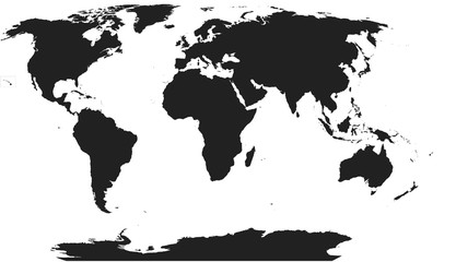 World map. Vector earth global continent silhouette on white planet