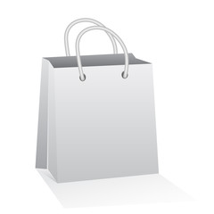 Bag white paper package shop isolated gray illustration on the white