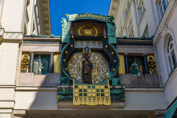 Ankeruhr Clock at Hoher Markt in Vienna, Austria