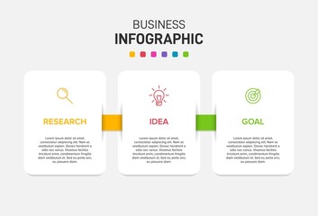 Obraz premium Concept of arrow business model with 3 successive steps. Three colorful graphic elements. Timeline design for brochure, presentation. Infographic design layout.