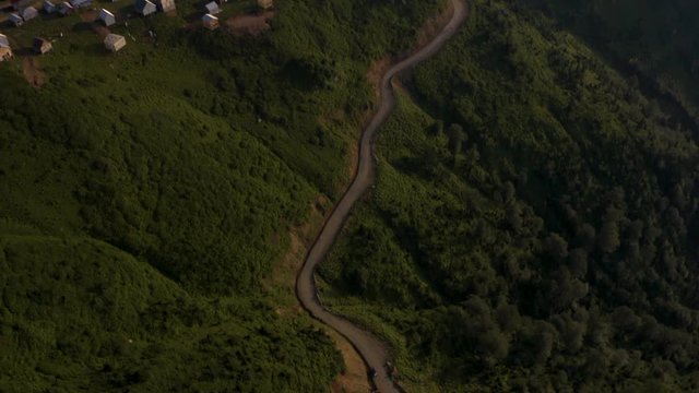 Drone shot of Gomi Mountain in the Guria region of Georgia, also known as Gosmismta