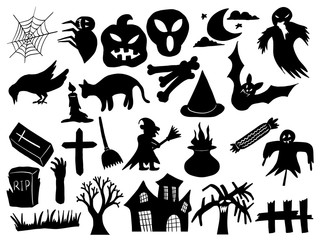 Halloween clip art collection. You can use this file to print on greeting card, frame, mugs, shopping bags, wall art, telephone boxes, wedding invitation, stickers, decorations, and t-shirts helloween