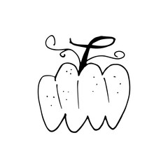 Hand drawn doodle autumn pumpkin