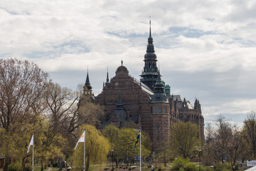 Obraz premium Stockholm, Sweden - April 22 2019: the exterior view of Nordic Museum on April 22 2019 in Stockholm Sweden.