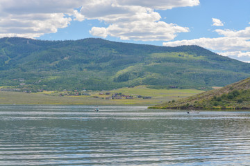 Beautiful view of Stagecoach Reservoir in the Colorado Rocky Mountains.
