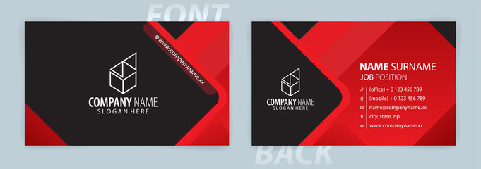 Red and Black business card template (Front and Back) Vector