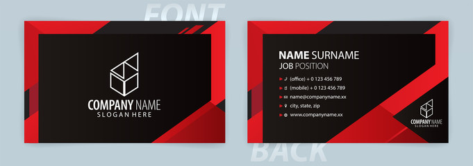 Red and Black business card template (Front and Back) Vector