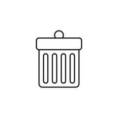trash thin icon isolated on white background, simple line icon for your work.