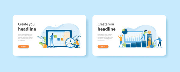 flat design web landing home page templates of Business planning  and business finance investment and savings concept