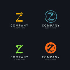 Initial Z logo with restaurant elements