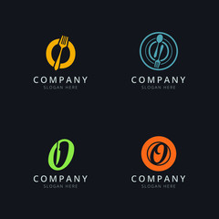 Initial O logo with restaurant elements