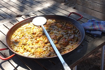 Chicken and Rabbit Spanish Paella Cuisine Dish