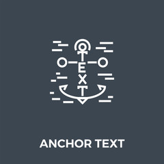 Anchor Text icon vector. Flat icon isolated on the black background. Editable EPS file. Vector illustration.