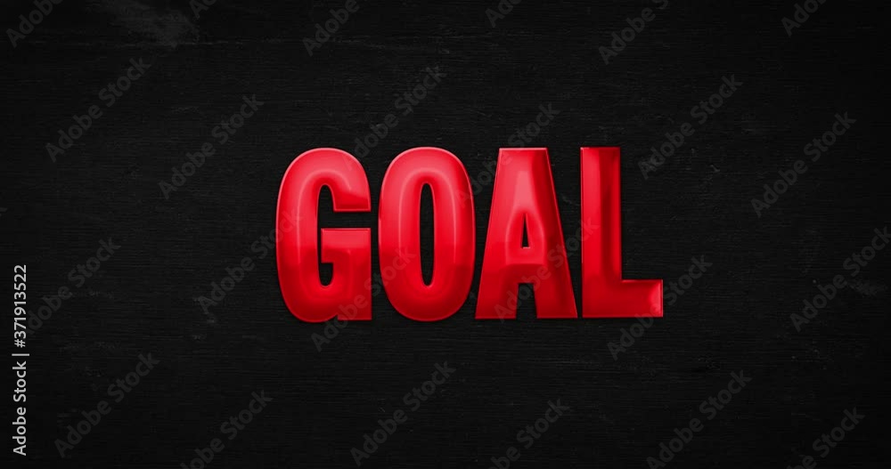 Wall mural goal. glossy red word is zoomed into focus. text intro/opener on background (black). 4k animation