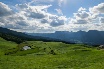 A bird's-eye view of the Japanese plateau in summer
