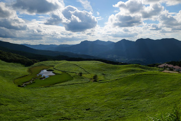 A bird's-eye view of the Japanese plateau in summer