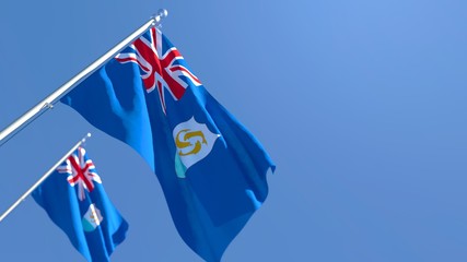 3D rendering of the national flag of Anguilla waving in the wind