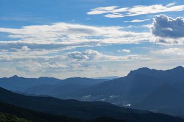 Japanese mountains and sky in summer