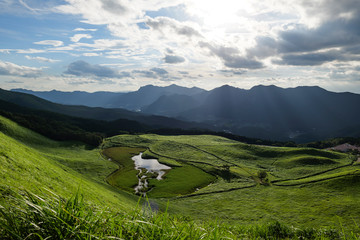 A bird's-eye view of the Japanese plateau in summer