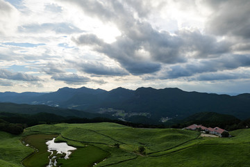 Fototapeta na wymiar A bird's-eye view of the Japanese plateau in summer