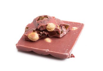 pink fruit chocolate with nuts and fruits