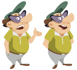 Funny man pointing hand. Funny people.