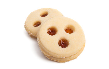 Double cookies with jam isolated