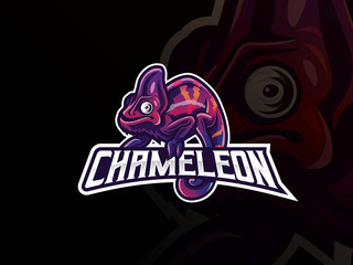 Chameleon mascot sport logo design © Fand