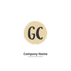 G C GC Initial handwriting and signature logo design with circle. Beautiful design handwritten logo for fashion, team, wedding, luxury logo.