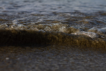 Waves breaking on a remote surf beach, New Zealand. 