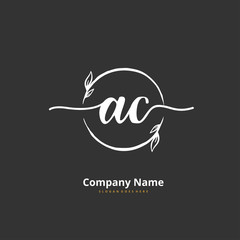 Fototapeta premium A C AC Initial handwriting and signature logo design with circle. Beautiful design handwritten logo for fashion, team, wedding, luxury logo.