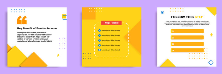 Social media tutorial, tips, trick, did you know post banner layout template with geometric background and memphis pattern design element