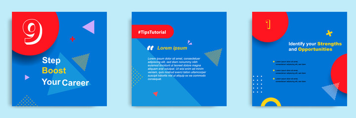 Social media tutorial, tips, trick, did you know post banner layout template with geometric background and memphis pattern design element