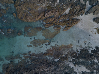 Aerial photos of a rocky coastline, New Zealand. 