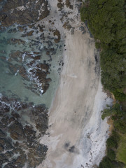 Aerial photos of a rocky coastline, New Zealand. 